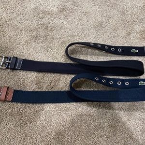 Mens Lacoste twill belts